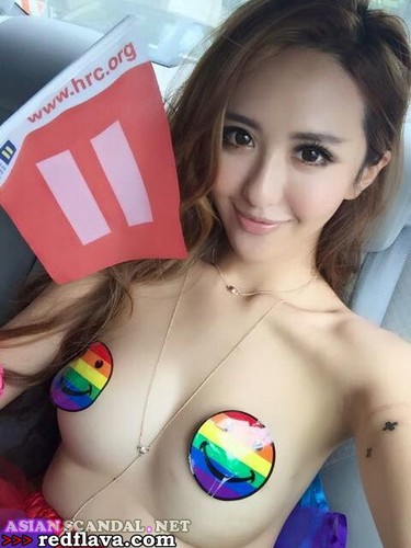 Pretty Model Lin Jia Ling Nipple Tape Rainbow Parad