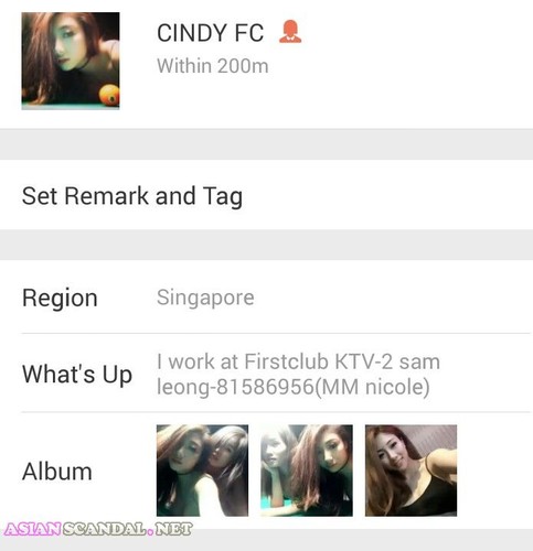 Beautiful singapore girl Cindy at Firstclub KTV
