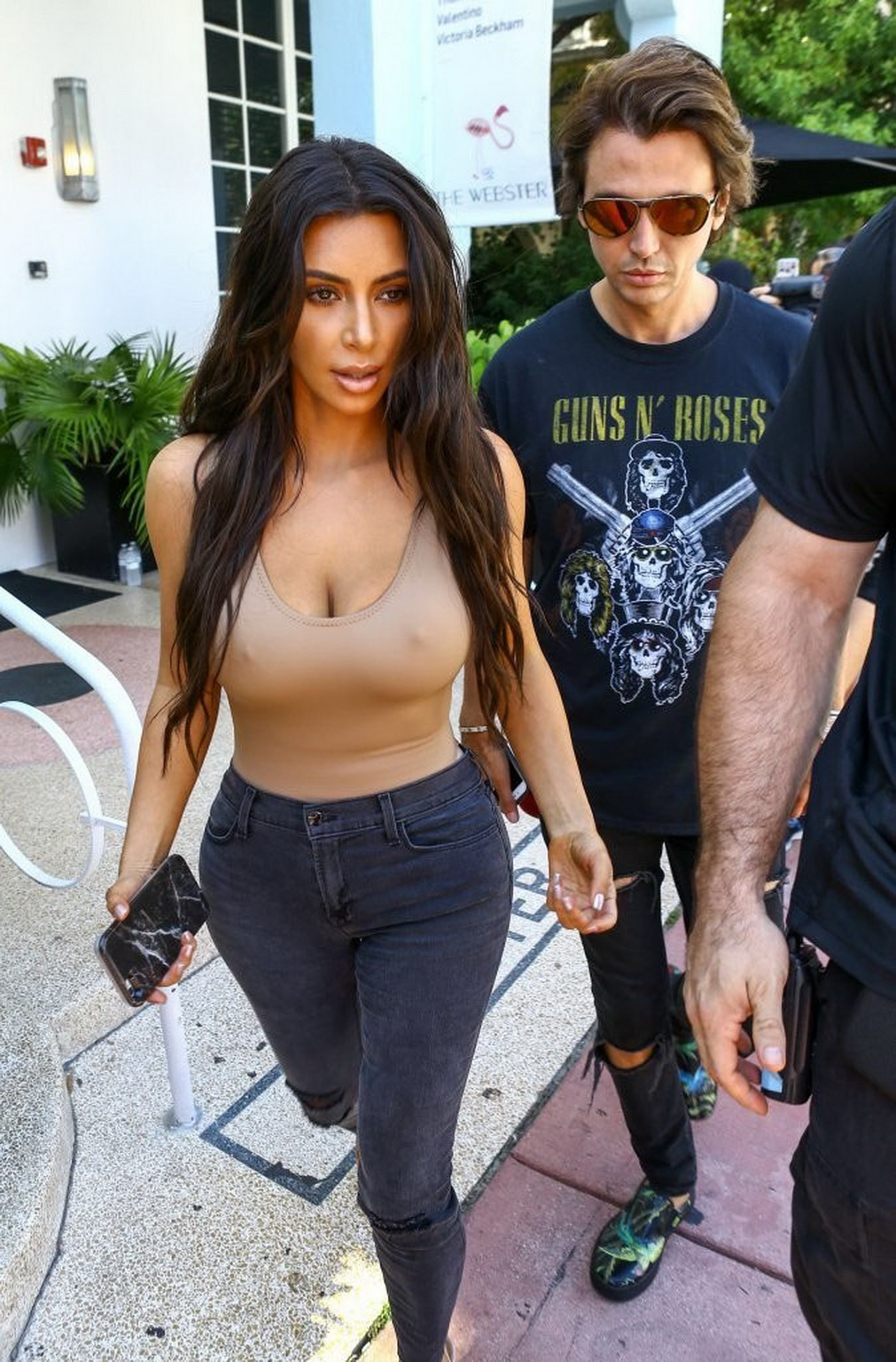 Kim Kardashian braless pokies in see through top out in Miami 12x HQ photos 9.jpg