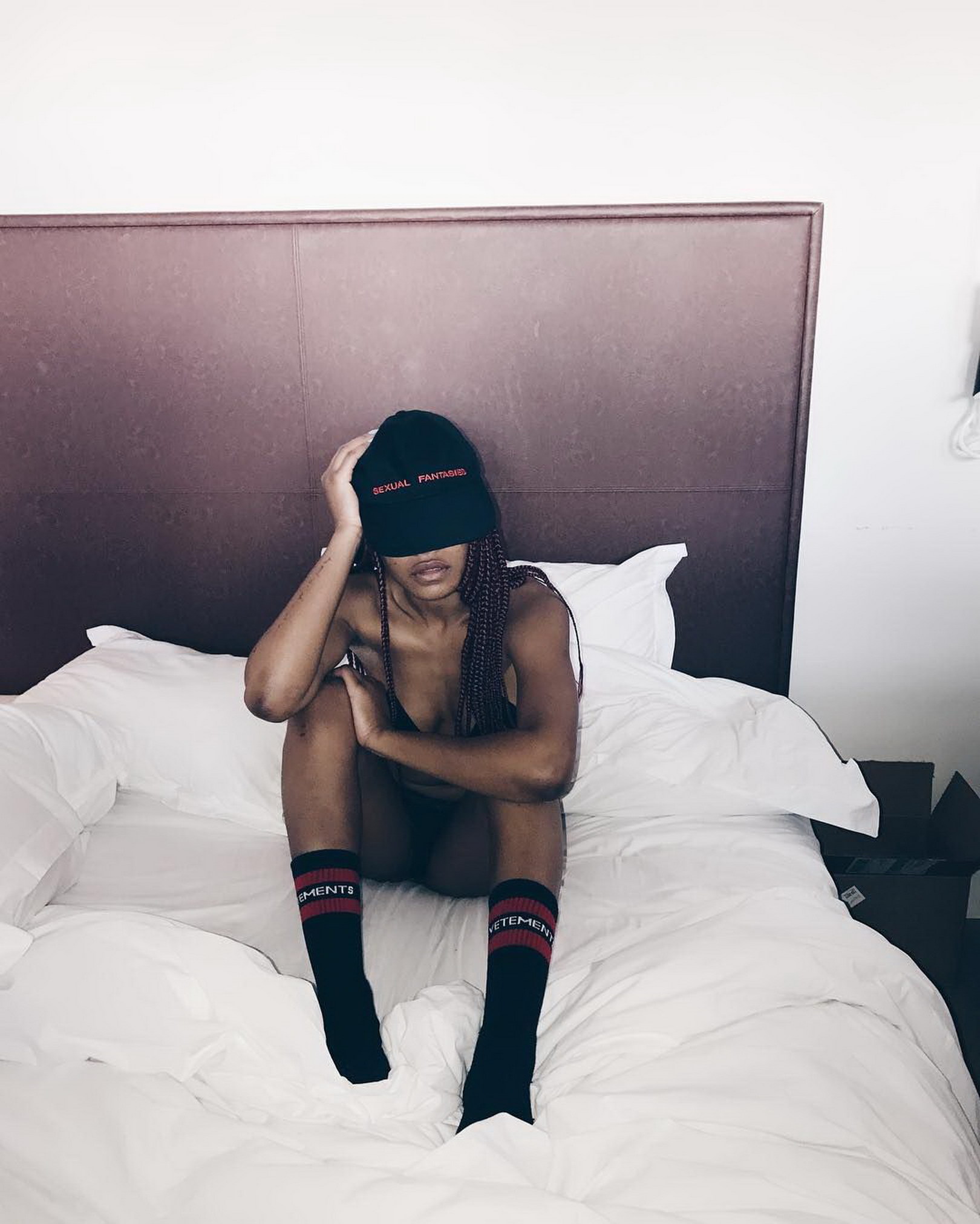 Keke Palmer sexy black lingerie in a bed Instagram HQ photos 4.jpg
